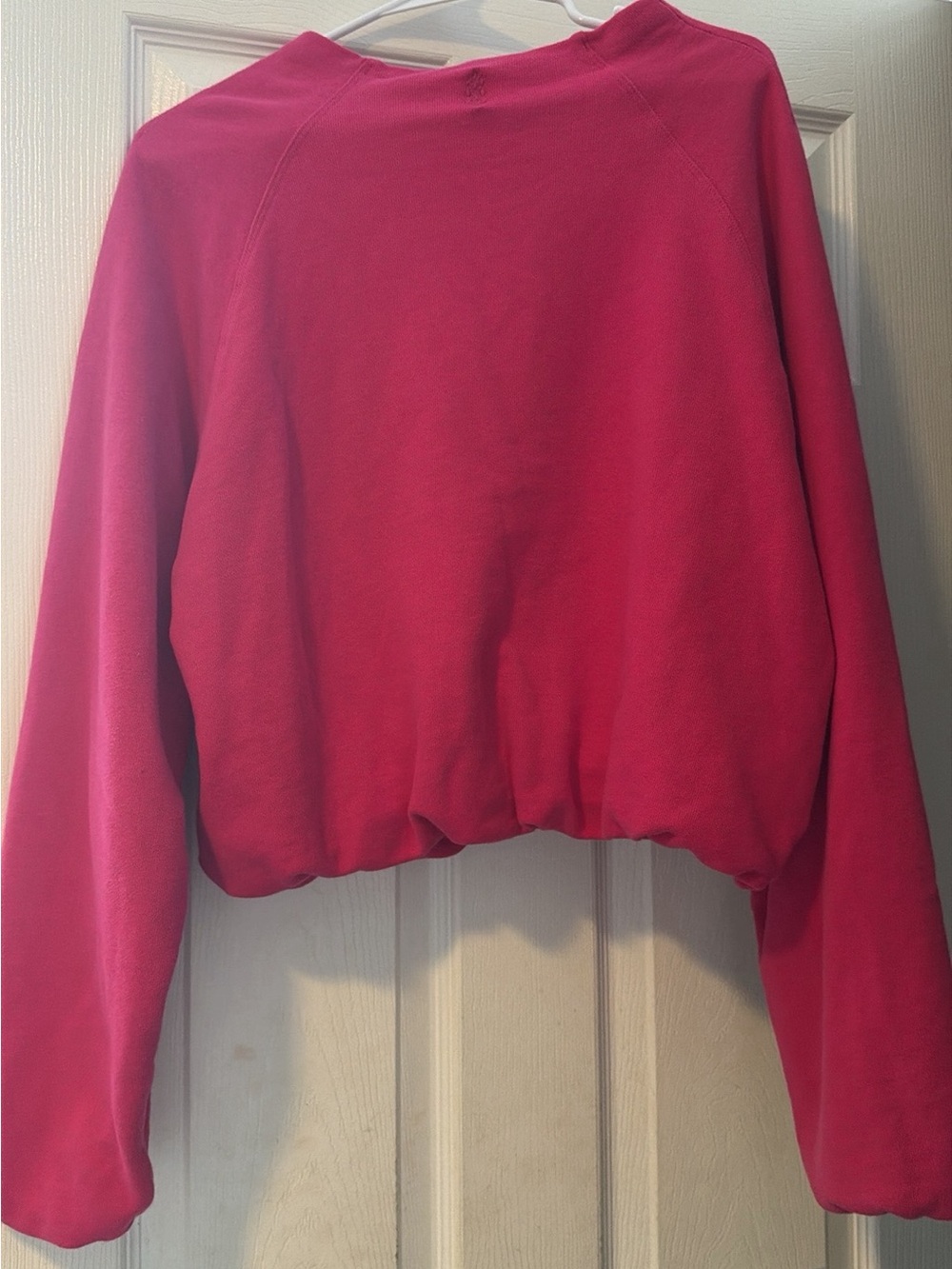 Free People Cropped Crewneck Sweatshirt in Bright Pink